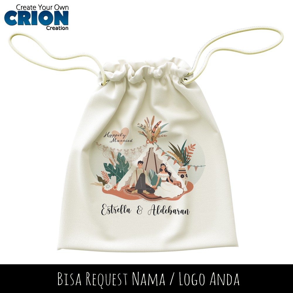 Pouch Serut Bisa Custom - Wedding Series - Souvenir/Hadiah - By Crion