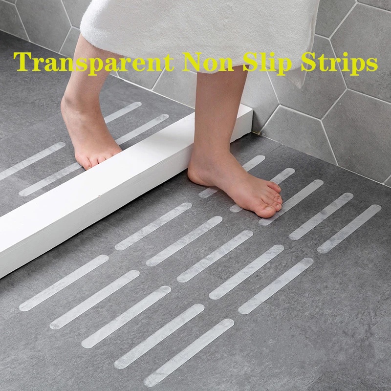 12 Pcs Stiker Strip Perekat Transparan Anti Slip Tahan Air Untuk Lantai Keramik Kamar Mandi