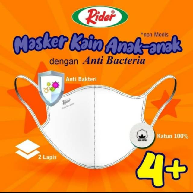 Masker Kain Anak Merk Rider Anti Bakteri washable Mask Rider Original