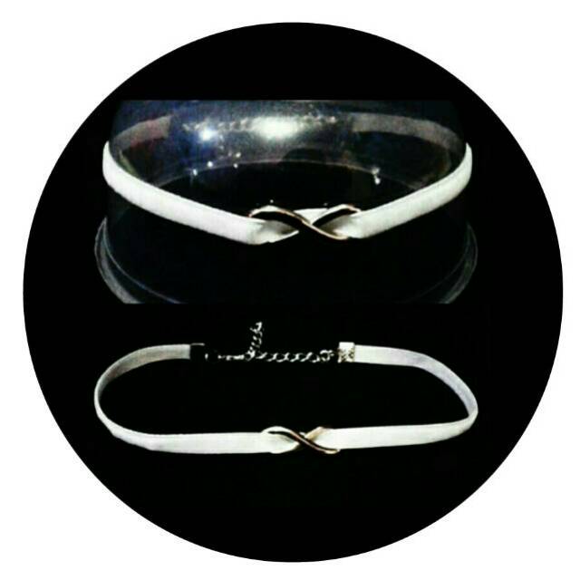 Silver Infinite White Velvet Choker Necklace | Kalung Handmade