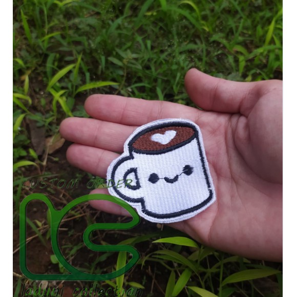 Patch Bordir COFFEE GELAS/Patch Bordir Mug Love lucu