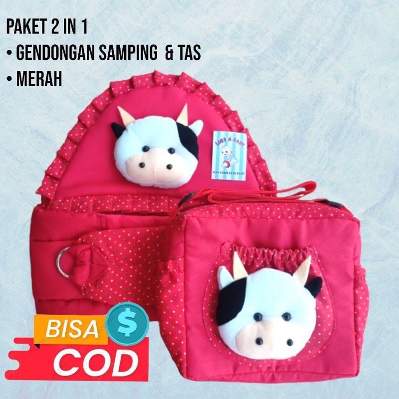 set gendongan bayi renda &amp; tas kecil dora