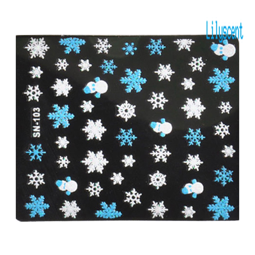 Stiker Kuku Motif Kepingan Salju Warna Solid