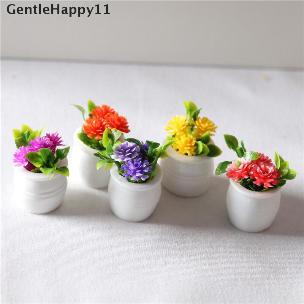 Gentlehappy 3pcs Miniatur Pot Tanaman Hijau Dekorasi Rumah Boneka 1: 12