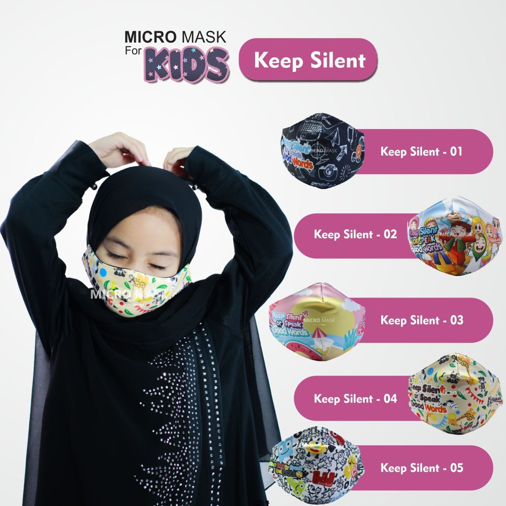 Masker Hijab Anak LUCU [ UNIXES ] BLOCK UP TO 70% VIRUS 2 PLY Proteksi Premium fleece & poly-fiber-Mask Keep Silent