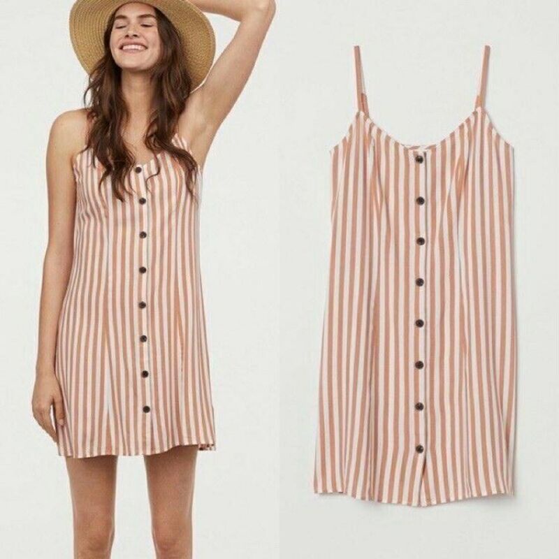 H&M Dress Mini Cami Striped Wanita Women Original