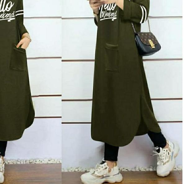 ❂ JF Atasan Tunik Kaos Babyterry Jumbo Wanita Muslimah Terbaru HELO WEEKEND ❄