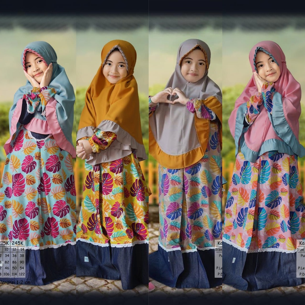 Gamis Arumi Anak Baby Terry MIx Denim Ity Crepe BaSeGeh