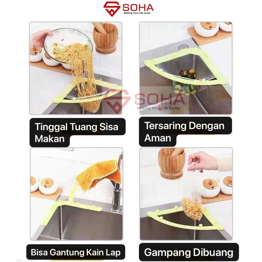 ART-017 Jaring Saringan Wastafel Dapur Kitchen Hanging net anti mampet segitiga saringan sudut Dapat