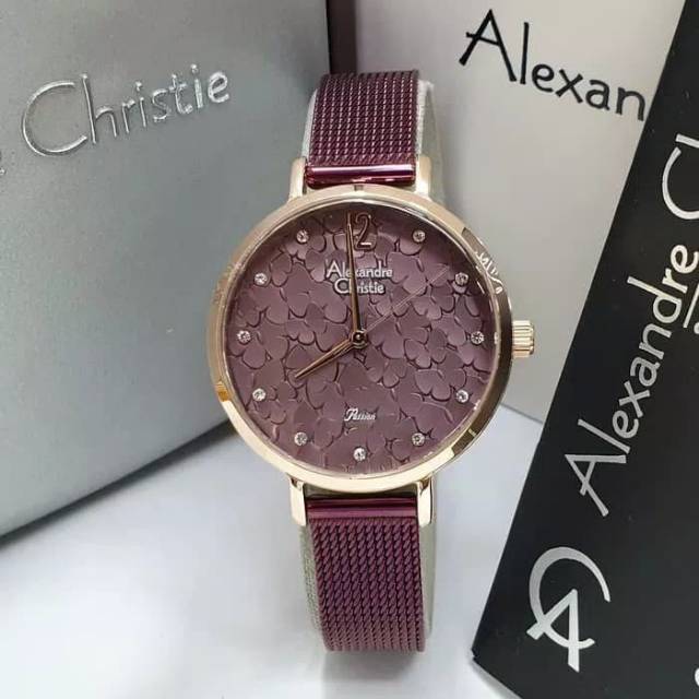 JAM TANGAN CEWEK / WANITA ALEXANDRE CHRISTIE AC 2728 MAROON ROSEGOLD