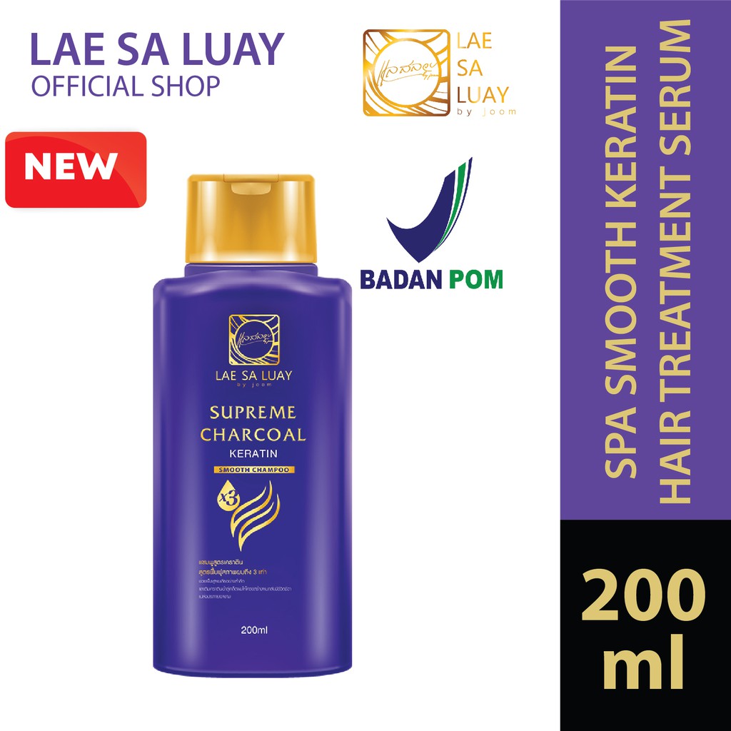 BPOM Lae Sa Luay Supreme Charcoal Smooth Shampoo / Shampo Kondisioner 200ml-0