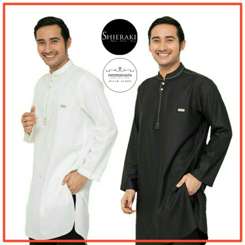 KOKO KURTA GAMIS PRIA WANITA HITAM PUTIH HAJI UMROH PREMIUM COUPLE PASANGAN SHIERAKI