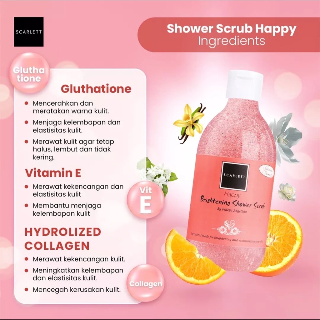 Scarlett Whitening All Happy Series | Scarlett Whitening Body lotion Serum Body Cream Body Serum Shower Scrub Happy