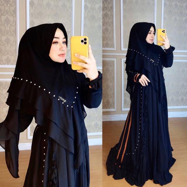 Setelan Gamis Muslimah | Set Syar'i Mutiara Busui Shellasaukia Original