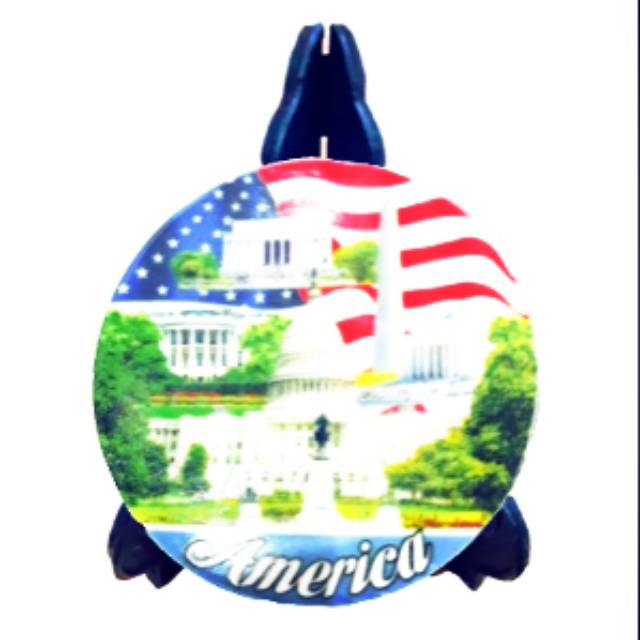 Pajangan piring keramik america souvenir amerika bendera America