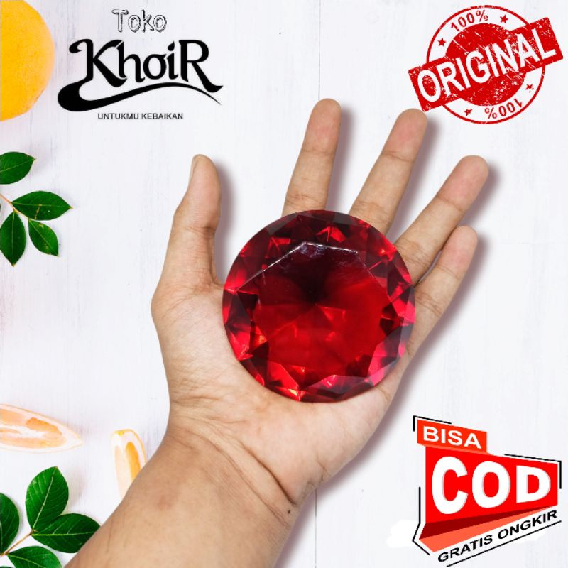 Batu diamond besar model kating warna merah cerah