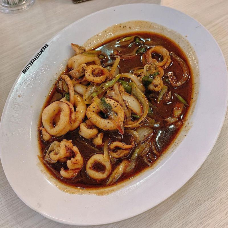 

cumi saus lada hitam fresh segar seafood masak dadakan