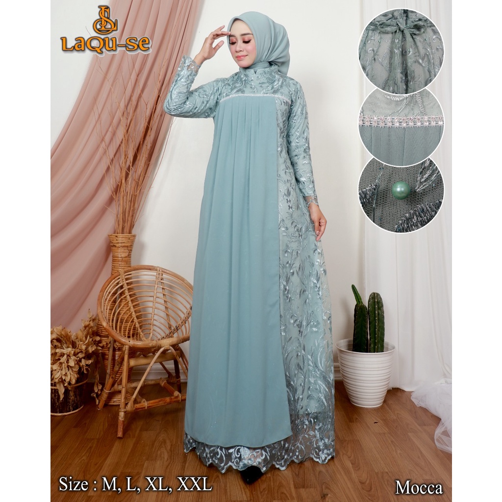 Dress Gamis Kebaya Cantik Modern Mix Ceruty Babydoll Gaun Pesta Kondatangan Wanita Mewah By santiank kebaya