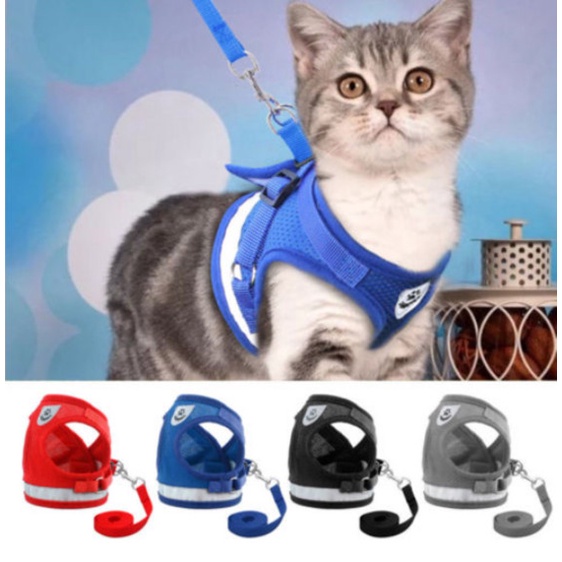 Tali Kucing Harness Anjing Tali Tuntun Kucing Harness Kucing Cat Rompi Kucing Baju Anjing Dog