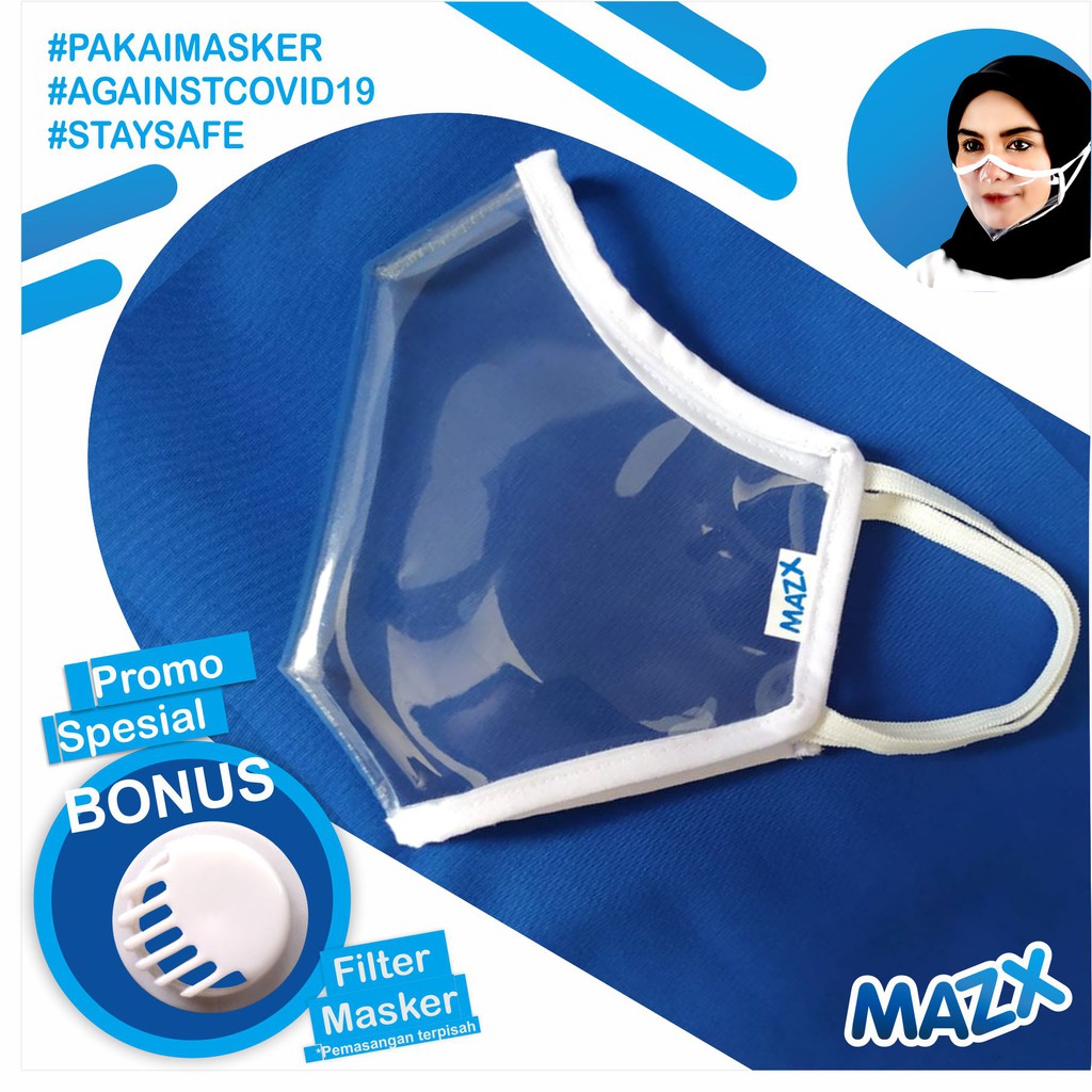 Masker transparan pengantin wedding mulut bening bonus filter respirator non medis kain earloop hijab konektor kesehatan non kn95 kf94 duckbill face shield mask dua ukuran bisa sepasang clear tembus pandang-2
