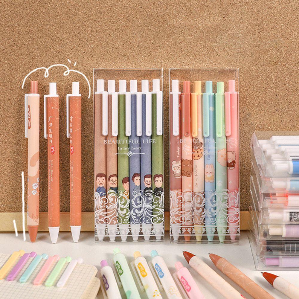 Populer 6PCS/Box Gel Pens Mutil-styles Alat Menulis Pena Tanda Tangan Kotak