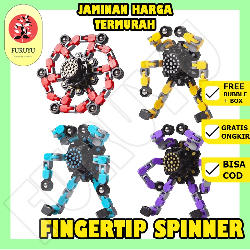 Mainan Edukasi Anak Kreatif New Finger Fingertip Spinner Gyro Fidget Robot Deformable Transformer Mechanical Chain Terbaru berubah bentuk menghilangkan stress melatih meningkatkan fokus konsentrasi