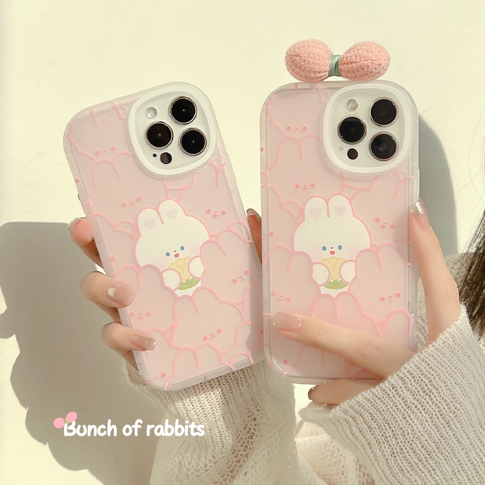 Soft Case TPU Motif Kartun Kelinci Pink Untuk Iphone 7 8 PLUS X XR XS 11 12 13 14 MINI PRO MAX SE 2020