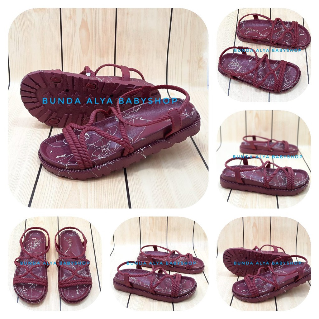 Sandal Wanita Gladiator Size 36 - 39 MARUN - Sendal Perempuan Tali - Sandal Pantai Santai Empuk