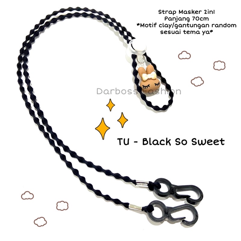 (PART 1 CR) Tali kalung Masker anak dan dewasa CUSTOM NAMA/ strap masker 2 in 1 Karet Elastis / Stopper bunga karakter lucu / clay princess / konektor masker Hijab / Strap Mask ala korea / Strap masker murah / kalung masker elastis ulir