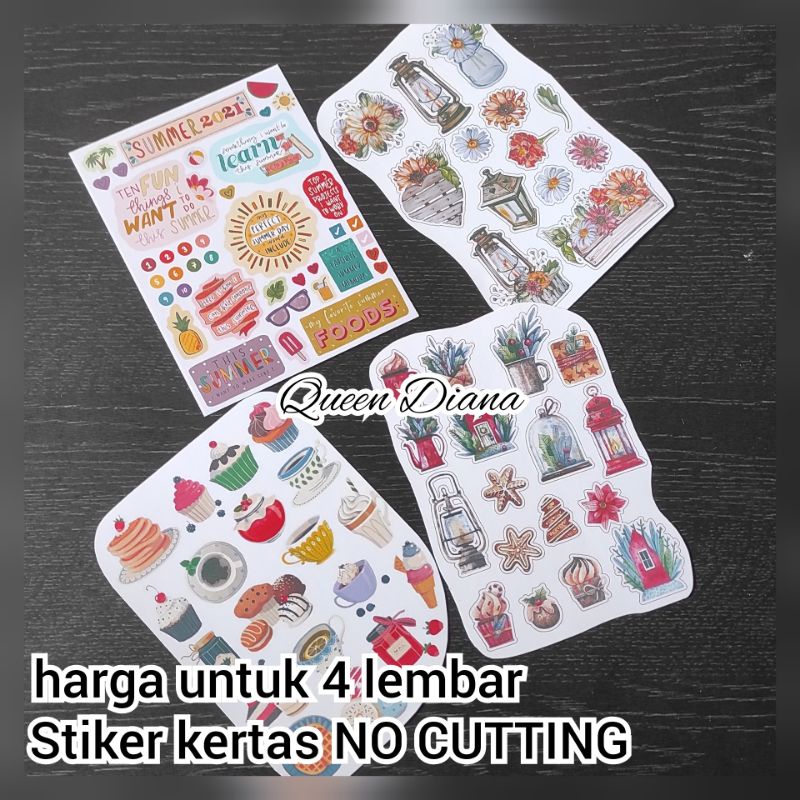 

sticker aesthetic No cutting murah stiker aksesoris 4 lembar