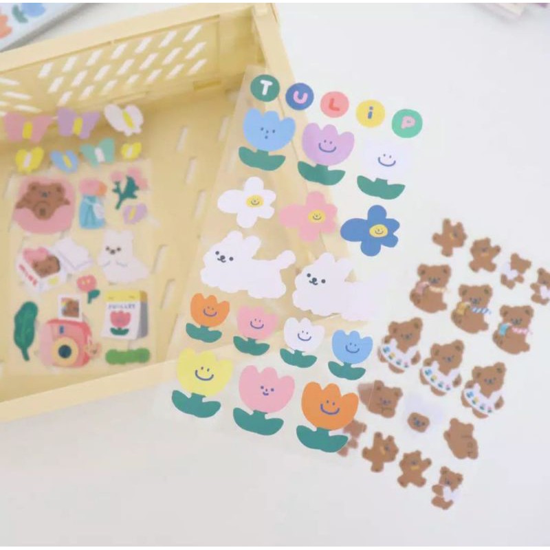 cake bear sticker PET PVC dekorasi journaling beruang lucu 016