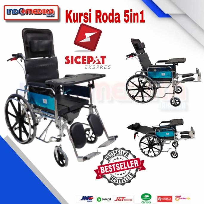 Kursi Roda 5 in 1 - Kursi roda 5in1 Slonjoran+BAB+Makan+Tidur