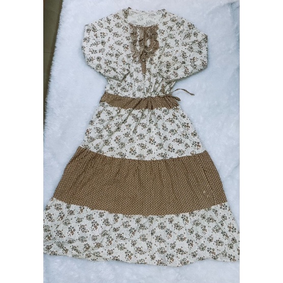 DRESS BUNGA COKLAT PRELOVED