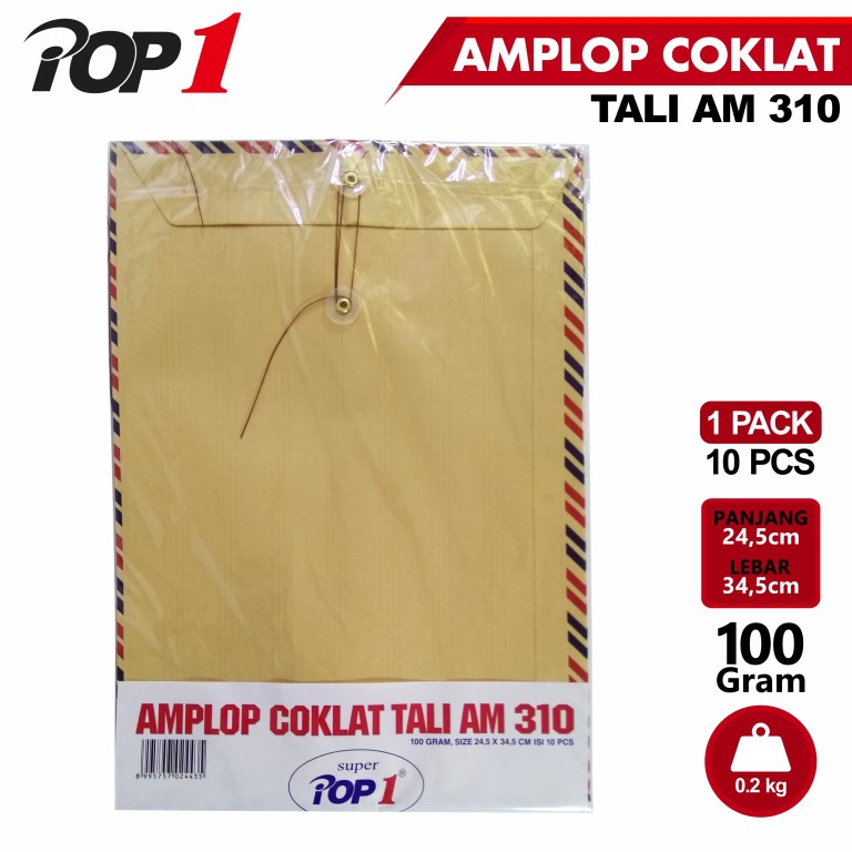 

[PAK] SUPER POP1 AMPLOP SURAT KERJA AIRMAIL PAKAI TALI AM+T 310 KRAFT*