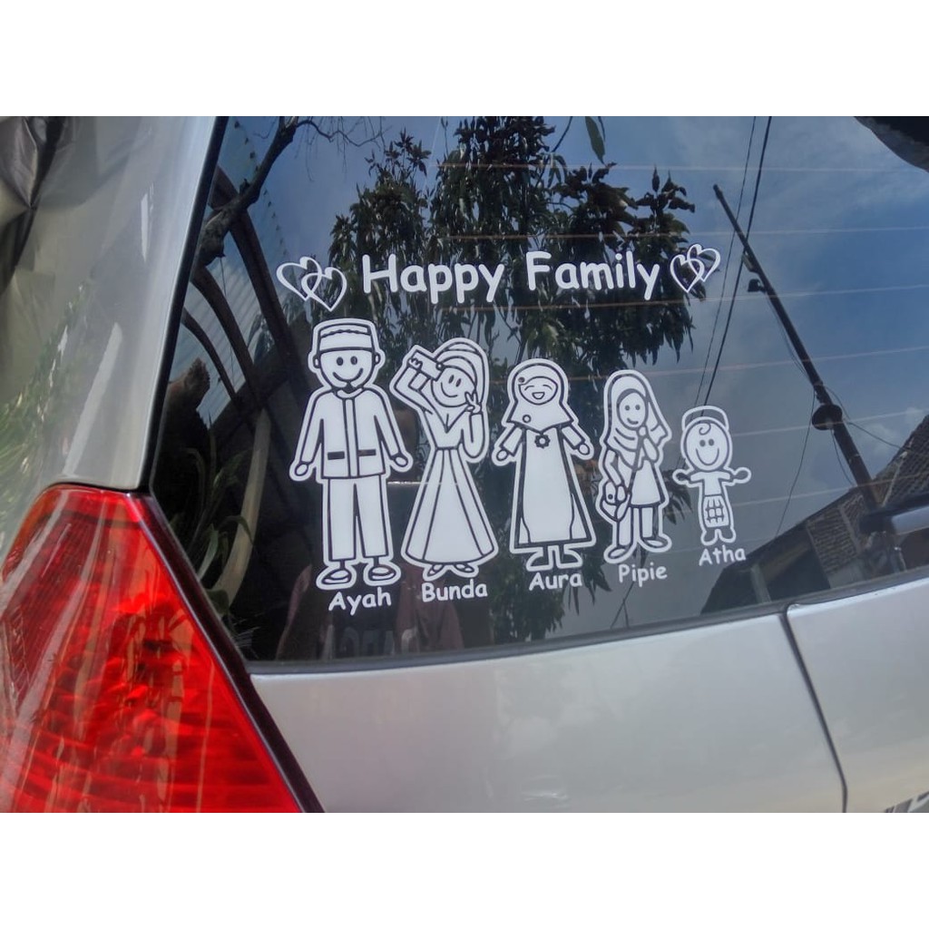 Stiker Mobil Happy Family  Karakter Keluarga Sticker  keren 