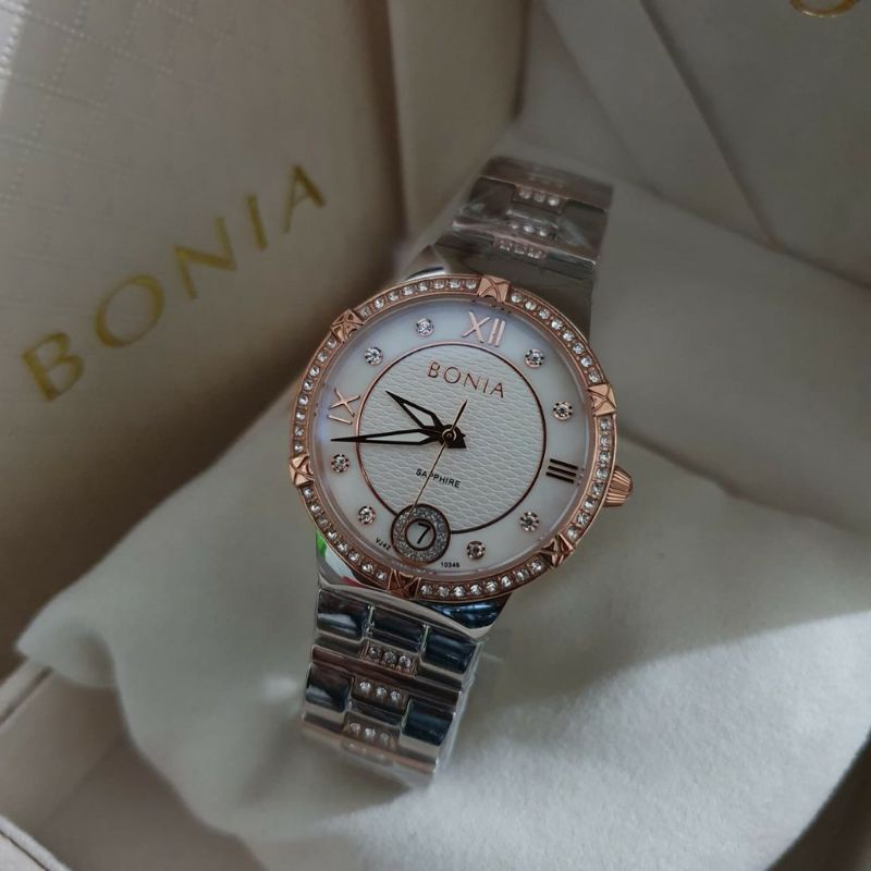 Jam tangan wanita BONIA BNB 10346, baterai mesin Miyota Japan, box fullset