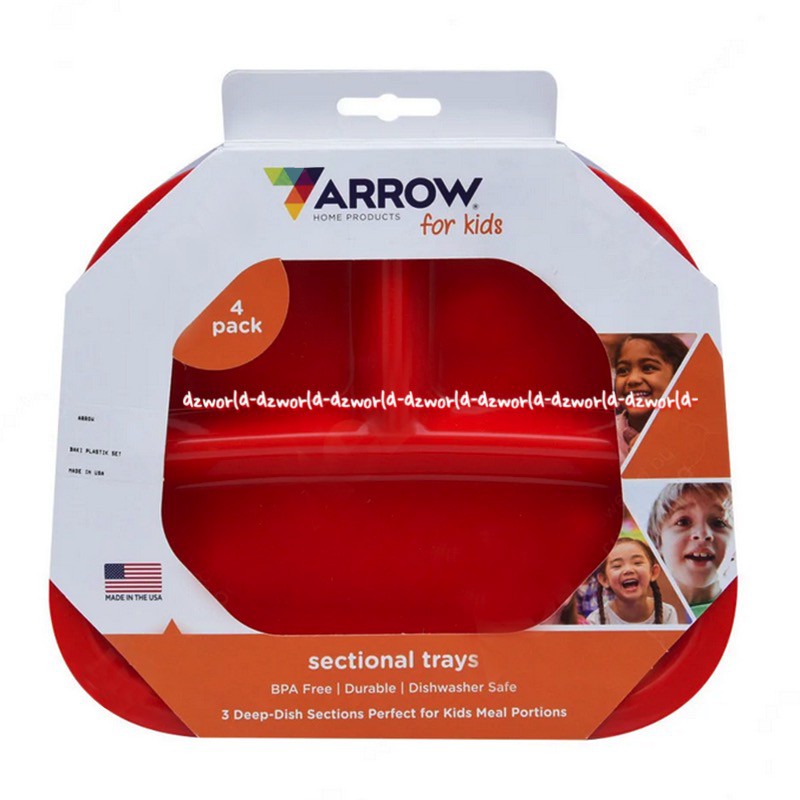 Arrow For Kids 4pcs Special Tray Piring Makan Plastik Untuk Anak Anak Arow