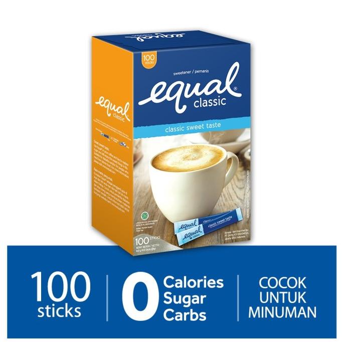 Equal Classic Zero Calorie Sweetener, Pemanis Buatan 100 Sticks