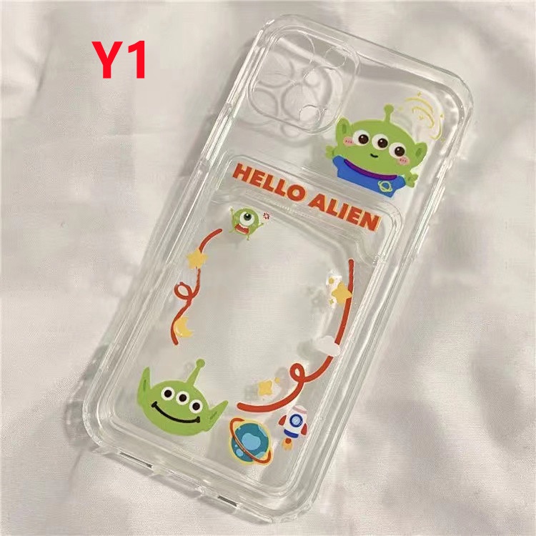 Vivo Y21 Y33s Y21s Y12i Y15s Y22 Y02 Y16 Y35 Y22s Y02s Y12 Y20s G Y12s Y15A Y01 Y20s Y20i Y11 Y12A Y20A Y11s Y17 Slot Dompet Bening Kartun Losto Alien Soft Case