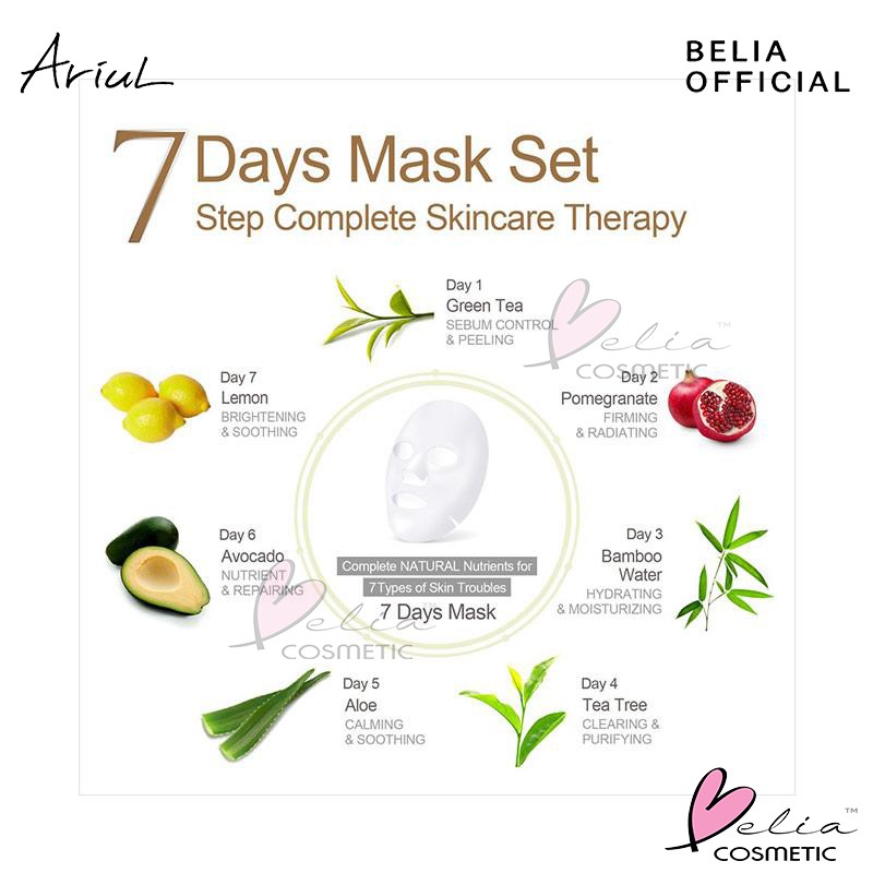 ❤ BELIA ❤ ARIUL ✔️BPOM 7 Days Mask Sheet + 7days Plus 20g Watermelon 23g | MY Mood Maker | Masker Wajah dari Korea