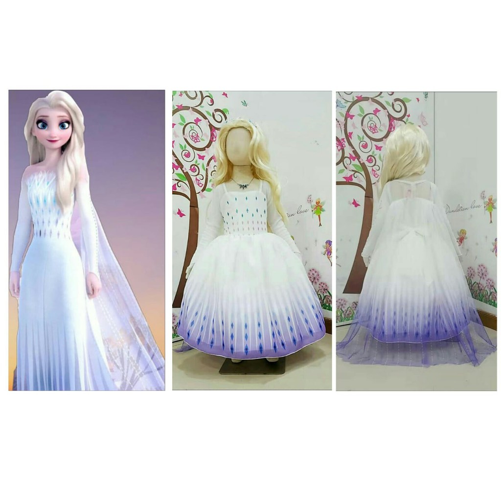 Kostum Frozen 2 Elsa  Dua Putih Ungu Dress Baju  Anak  Putri  