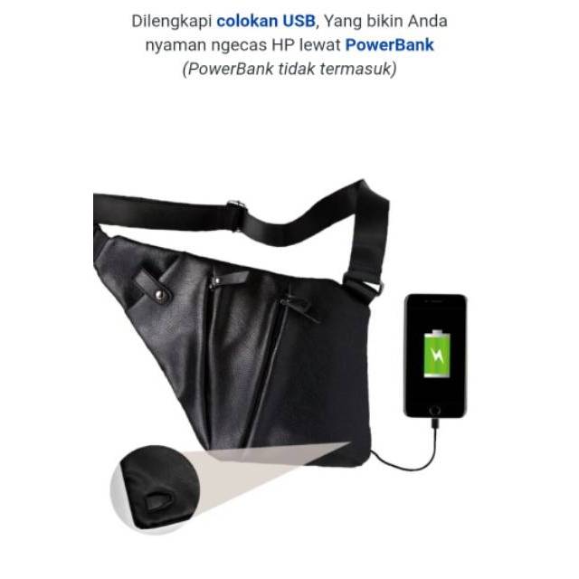 Free kabel USB CROSS BAG crossbody kulit tas selempang pria anti maling