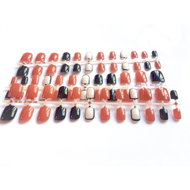 KUKU PALSU KARAKTER PRINTED NAILS KODE BLACK NUDE RED