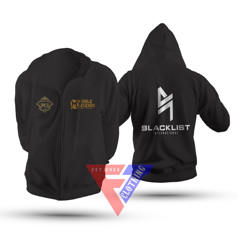 Jaket Hoodie Sweater Game Mobile Legends Team Black List
