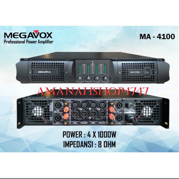 AMPLI POWER 4 CHANNEL MEGAVOX MA-4100 / MEGAVOX MA4100 / MEGAVOX MA 4100 ORIGINAL