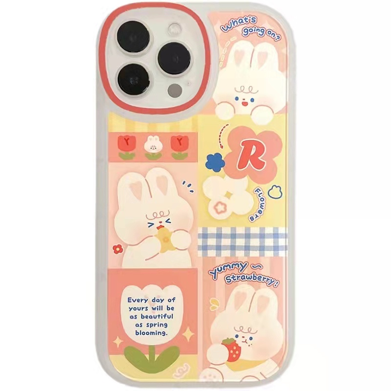 Casing Soft Case TPU Motif Kelinci Untuk iPhone 13 / 13pro / 13prm / 11 / 7Plus / 8Plus / Xr / XS / 13 / 12pro Max