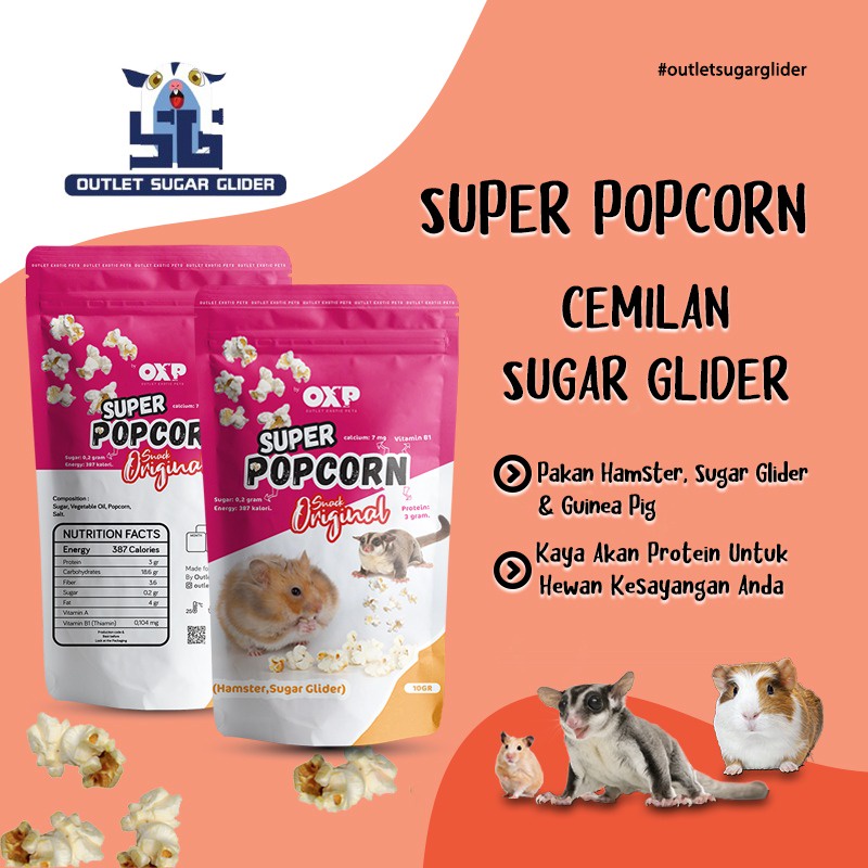 Super Popcorn Cemilan Snack Hewan Sugar Glider, Hamster, Guinea Pig