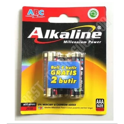 BATERAI ABC BATTERY ALKALINE AAA BATRE A3 AAA isi 6 (4 + 2)