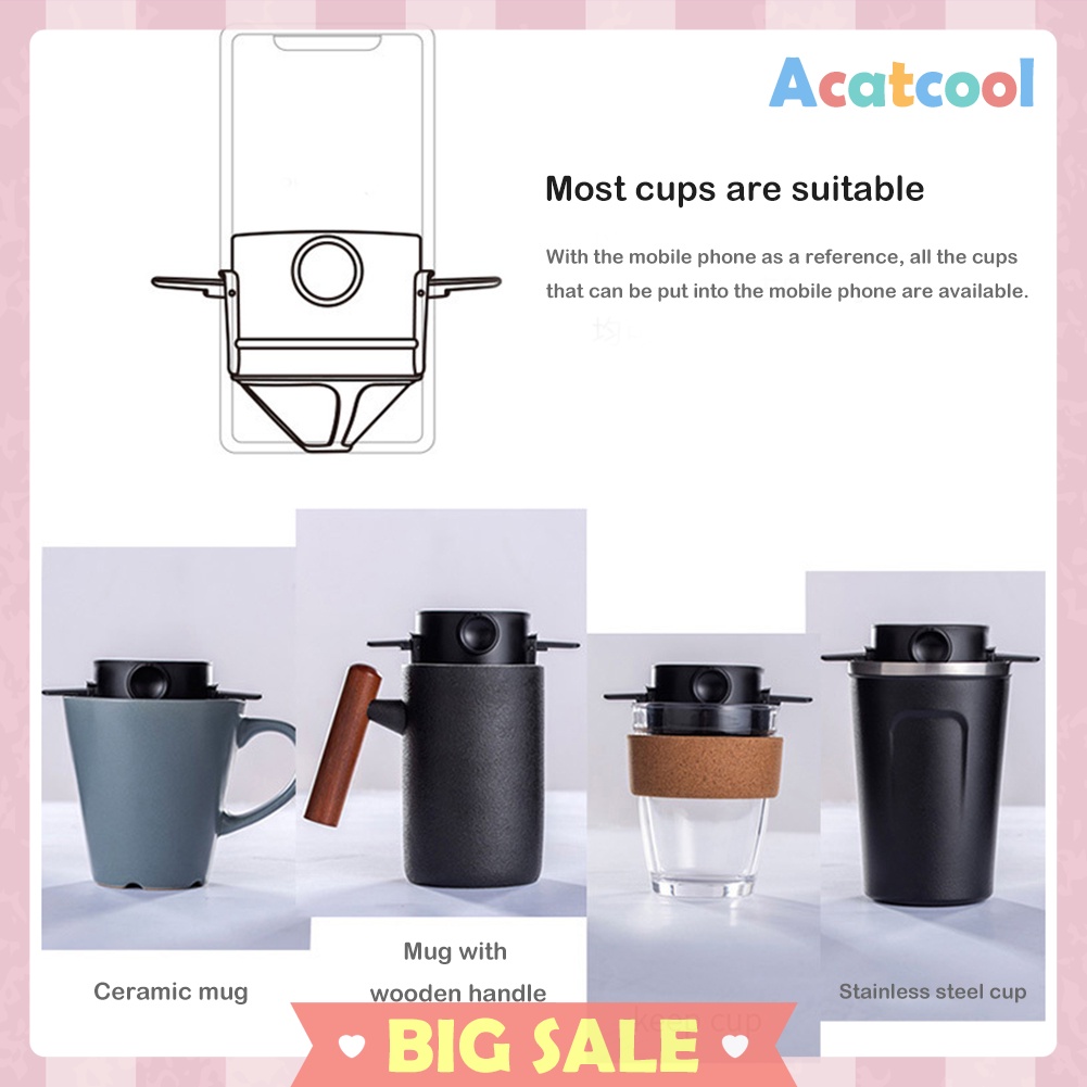 Foldable Coffee Filters Stainless Steel Drip Coffee Funnel Coffee Dripper