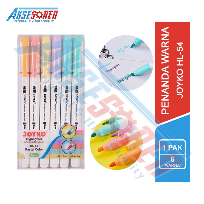 

Highlighter Pastel Colour Joyko [6 Color / HL-54] / Penanda Buku / Bacaan / Sepidol Warna Warni 1 Set Murah / Spidol 6 Warna / Alat Tulis / Pen Highlighter / Alat Tulis Set Lengkap Murah / Spidol Warna Pastel / Perlengkapan Sekolah